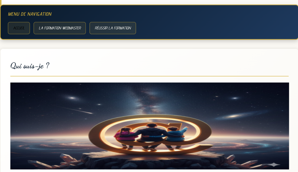 Aperçu du mini-site de formation d'Amrane Setbel, utilisé comme image de mise en avant pour illustrer mon parcours et mes compétences de Webmaster